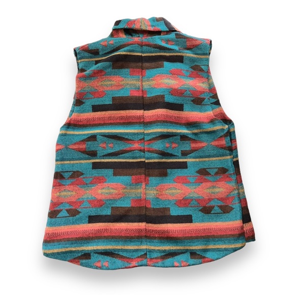 Vintage Herta Western Aztec Shawl Collar Vest Woman’s Medium Cotton Made In USA - Picture 2 of 8